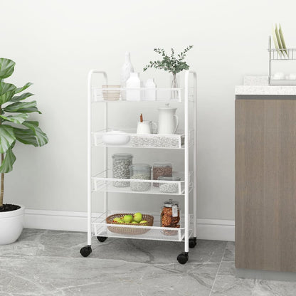 vidaXL Kitchen Trolley Rolling Storage Utility Cart with Mesh Baskets Iron