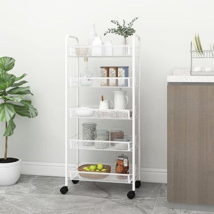 vidaXL Kitchen Trolley Rolling Storage Utility Cart with Mesh Baskets Iron