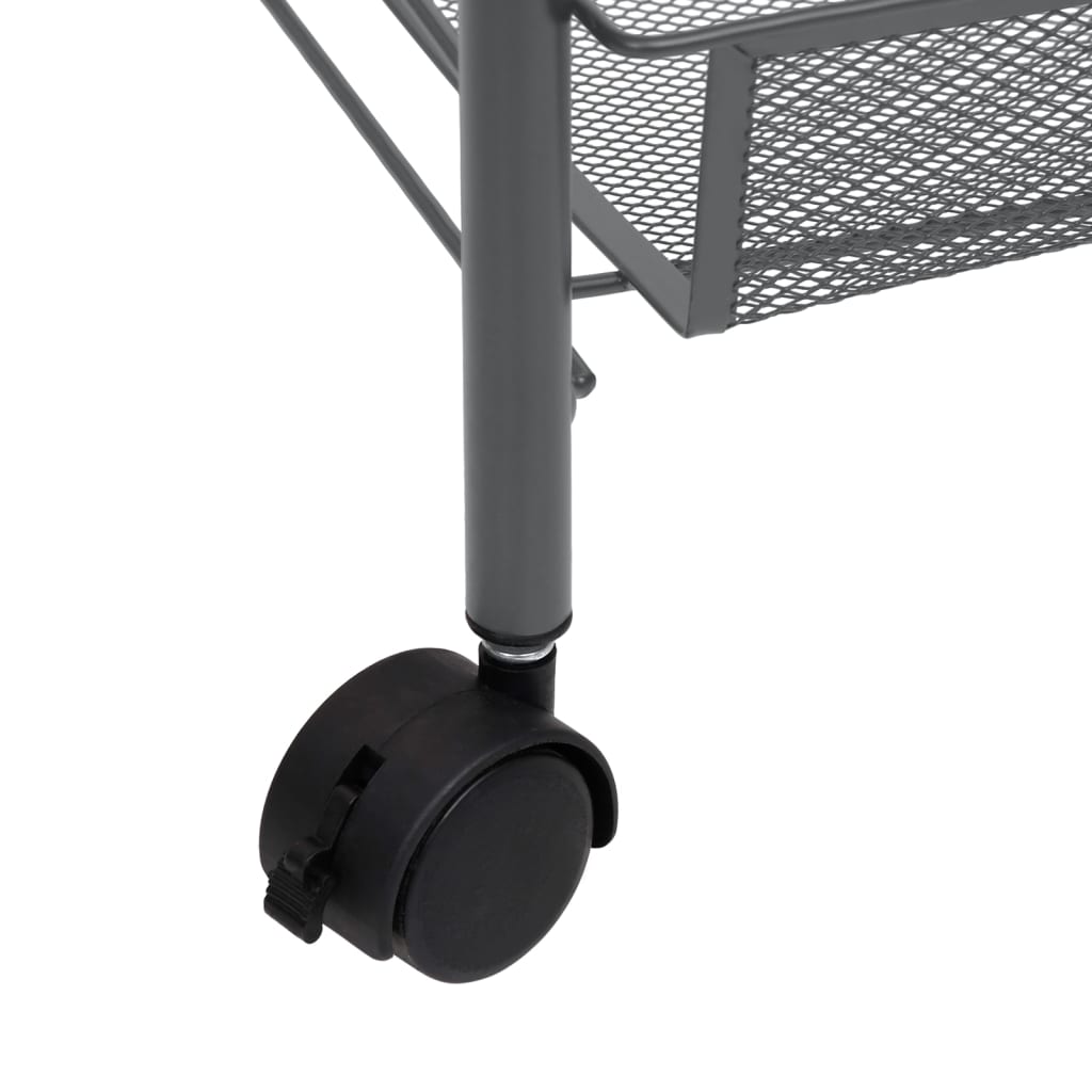 vidaXL Kitchen Trolley Rolling Storage Utility Cart with Mesh Baskets Iron