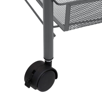 vidaXL Kitchen Trolley Rolling Storage Utility Cart with Mesh Baskets Iron