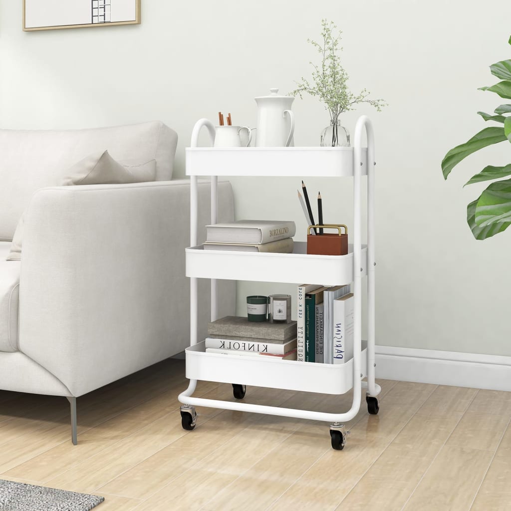 vidaXL Trolley 3-Tier Kitchen Trolley Kitchen Island Storage Utility Cart