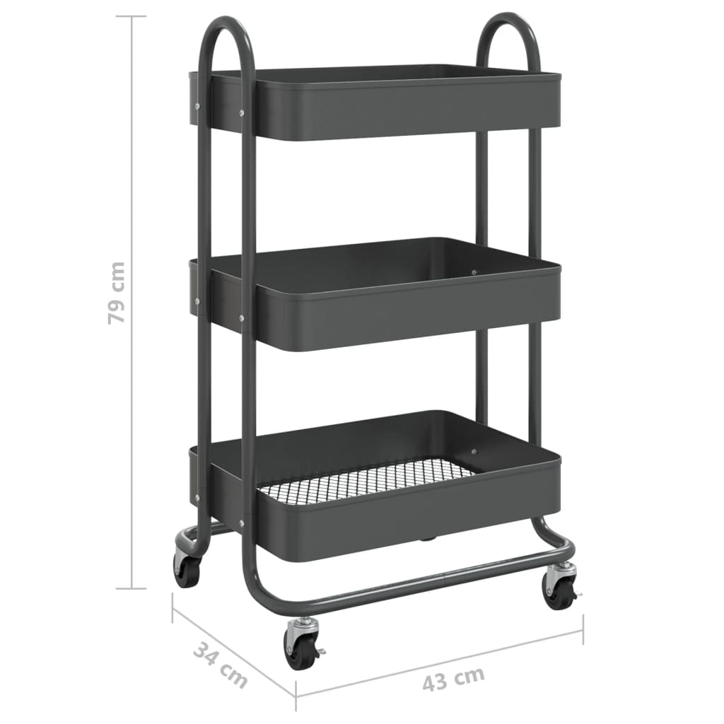 vidaXL Trolley 3-Tier Kitchen Trolley Kitchen Island Storage Utility Cart