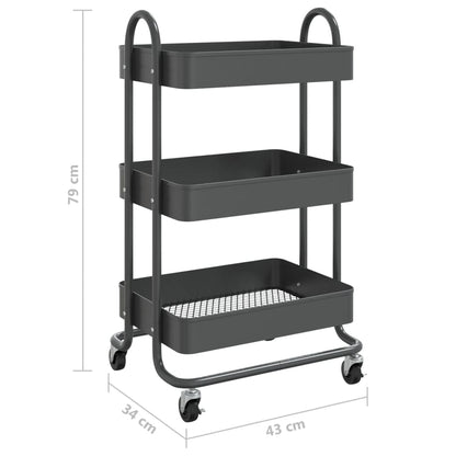 vidaXL Trolley 3-Tier Kitchen Trolley Kitchen Island Storage Utility Cart