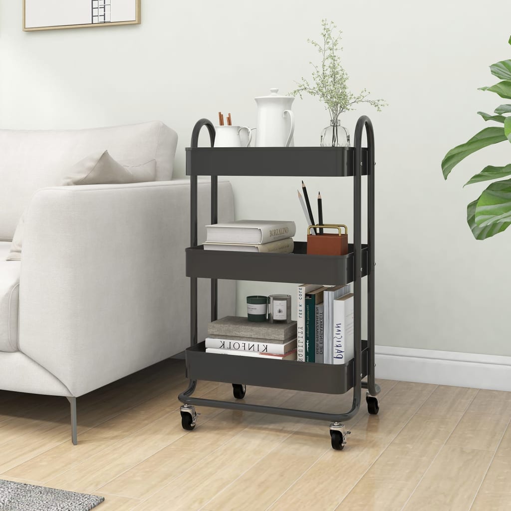 vidaXL Trolley 3-Tier Kitchen Trolley Kitchen Island Storage Utility Cart