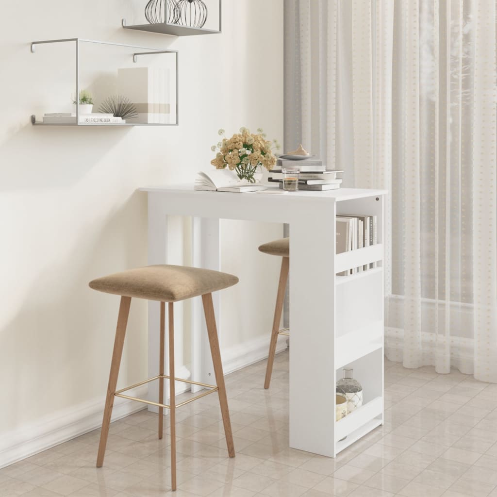vidaXL Bar Table Kitchen Pub Bistro Table with Storage Rack Engineered Wood