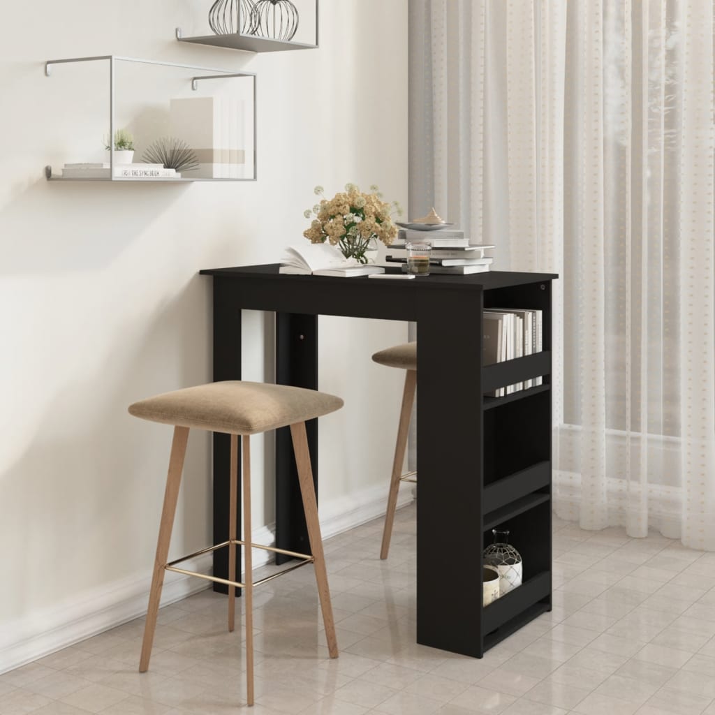 vidaXL Bar Table Kitchen Pub Bistro Table with Storage Rack Engineered Wood