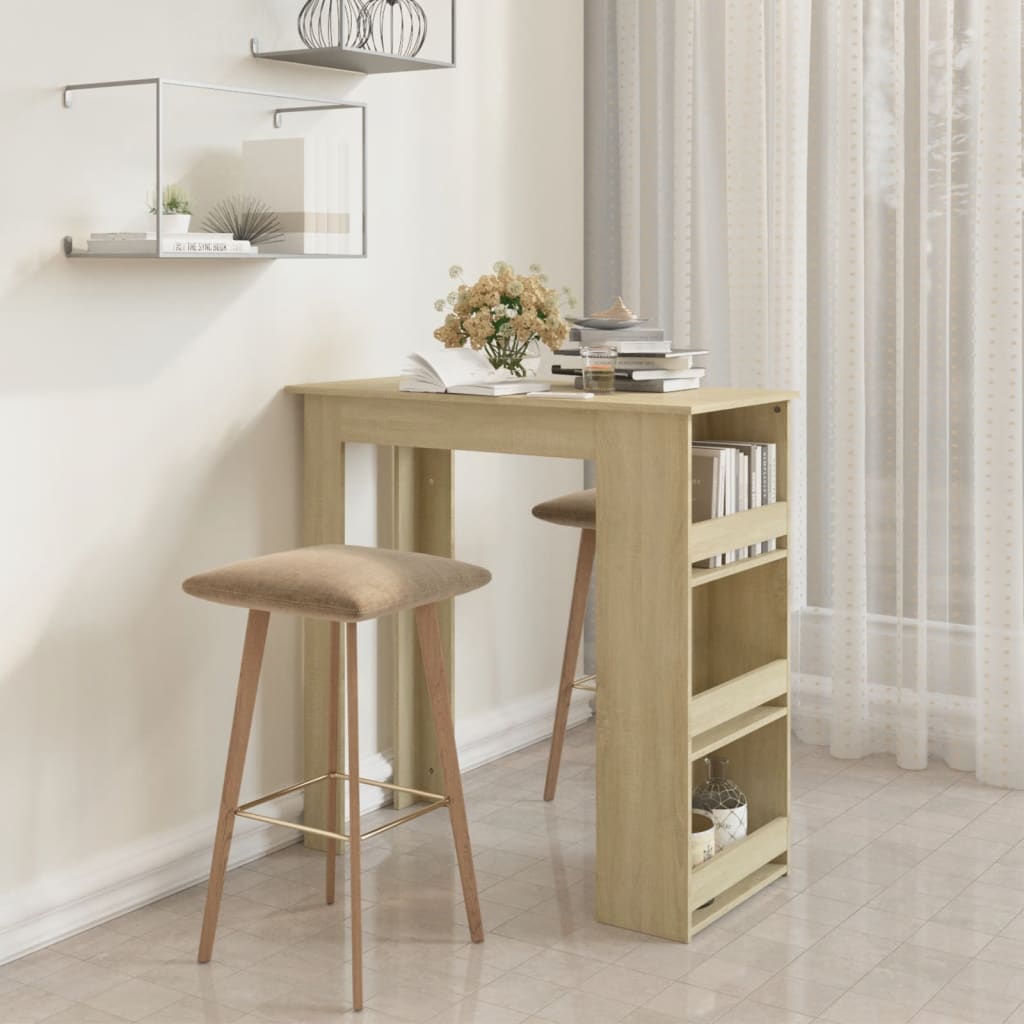 vidaXL Bar Table Kitchen Pub Bistro Table with Storage Rack Engineered Wood