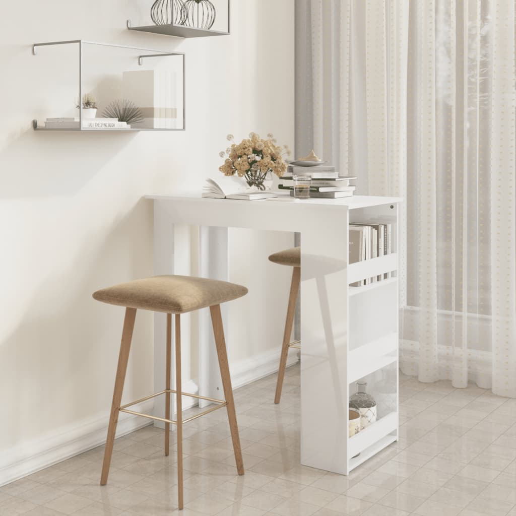 vidaXL Bar Table Kitchen Pub Bistro Table with Storage Rack Engineered Wood