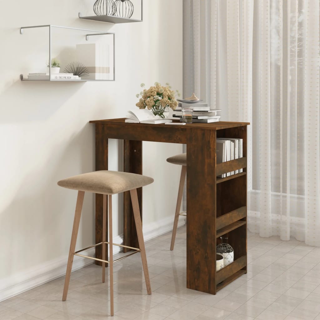 vidaXL Bar Table Kitchen Pub Bistro Table with Storage Rack Engineered Wood