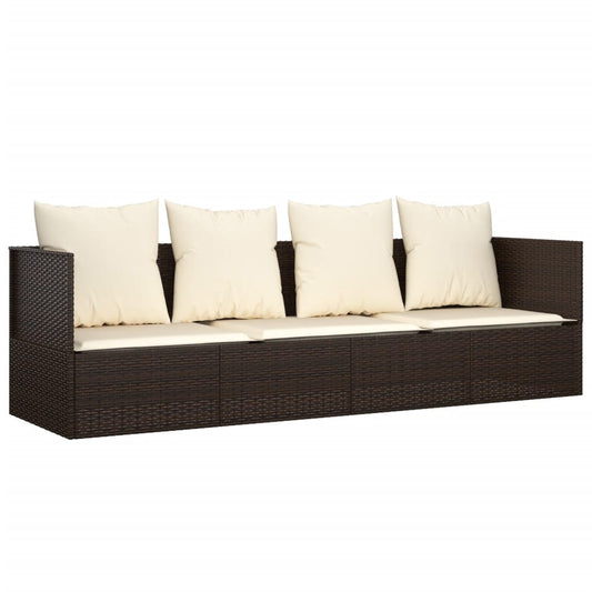 vidaXL Patio Lounge Bed with Cushions Adjustable Day Bed Sofa Poly Rattan