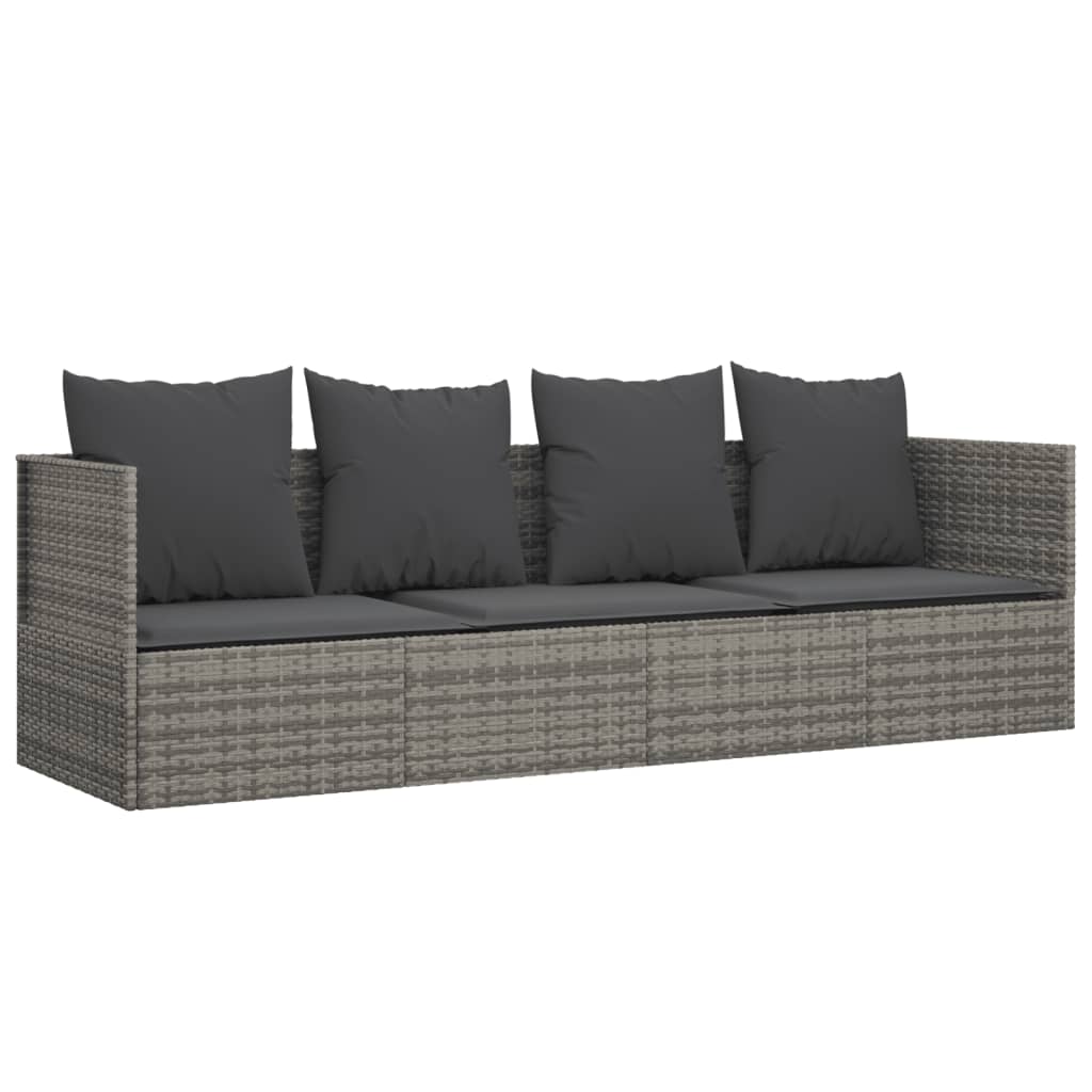 vidaXL Patio Lounge Bed with Cushions Adjustable Day Bed Sofa Poly Rattan
