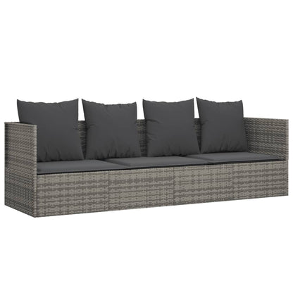 vidaXL Patio Lounge Bed with Cushions Adjustable Day Bed Sofa Poly Rattan