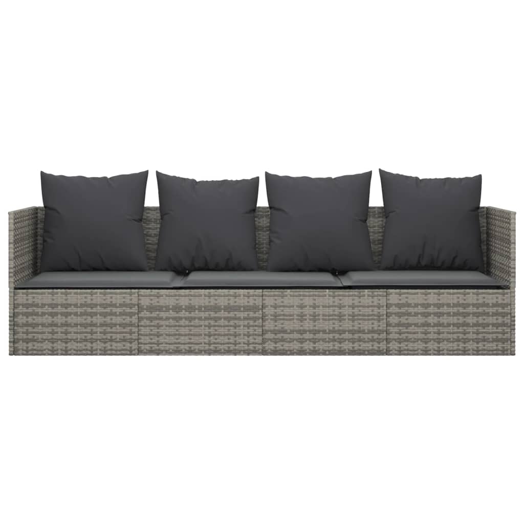 vidaXL Patio Lounge Bed with Cushions Adjustable Day Bed Sofa Poly Rattan