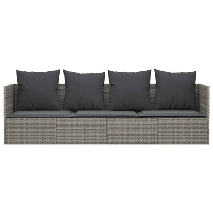 vidaXL Patio Lounge Bed with Cushions Adjustable Day Bed Sofa Poly Rattan