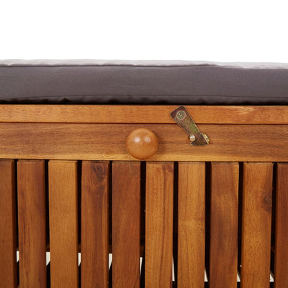 vidaXL Outdoor Storage Bench Patio Deck Box with Cushion Solid Wood Acacia