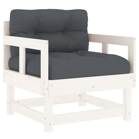 vidaXL Patio Chairs with Cushions 2 pcs White Solid Wood Pine