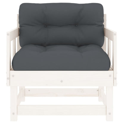 vidaXL Patio Chairs with Cushions 2 pcs White Solid Wood Pine