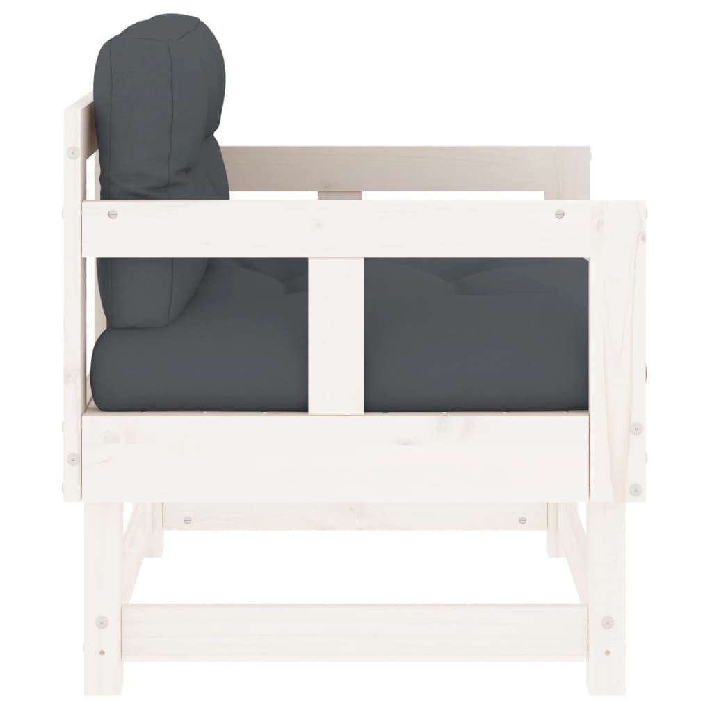 vidaXL Patio Chairs with Cushions 2 pcs White Solid Wood Pine