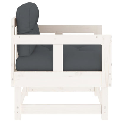 vidaXL Patio Chairs with Cushions 2 pcs White Solid Wood Pine