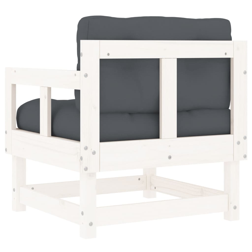 vidaXL Patio Chairs with Cushions 2 pcs White Solid Wood Pine