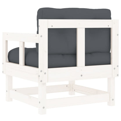 vidaXL Patio Chairs with Cushions 2 pcs White Solid Wood Pine