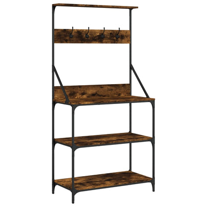 vidaXL Baker's Rack with Hooks 4-Tier Kitchen Storage Shelf Engineered Wood