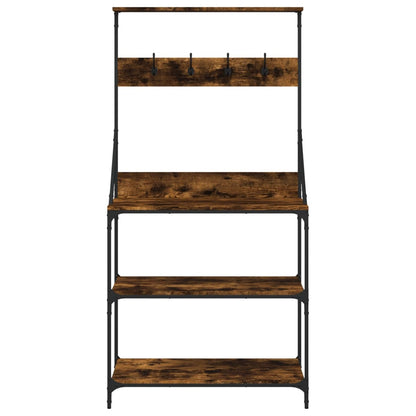 vidaXL Baker's Rack with Hooks 4-Tier Kitchen Storage Shelf Engineered Wood