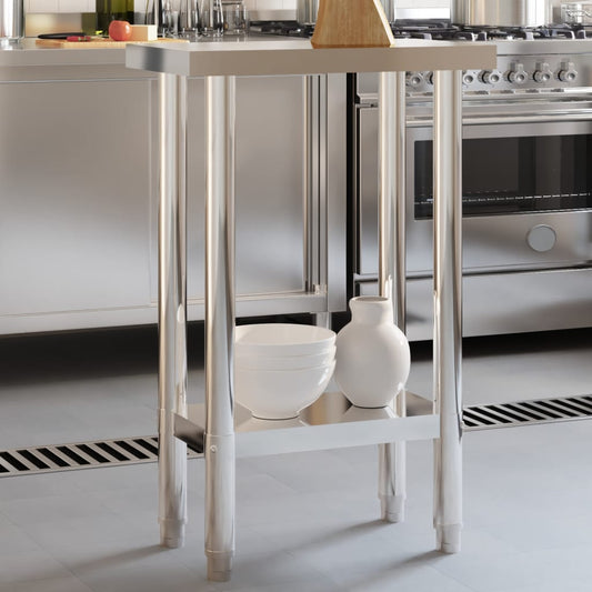 vidaXL Kitchen Work Table Storage Home Kitchen Restaurant Stainless Steel