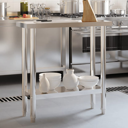 vidaXL Kitchen Work Table Storage Home Kitchen Restaurant Stainless Steel