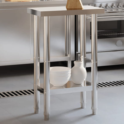 vidaXL Kitchen Work Table Storage Home Kitchen Restaurant Stainless Steel