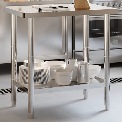 vidaXL Kitchen Work Table Storage Home Kitchen Restaurant Stainless Steel