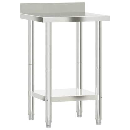 vidaXL Kitchen Work Table with Backsplash Storage Restaurant Stainless Steel