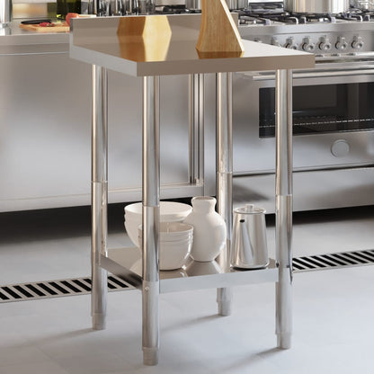 vidaXL Kitchen Work Table with Backsplash Storage Restaurant Stainless Steel