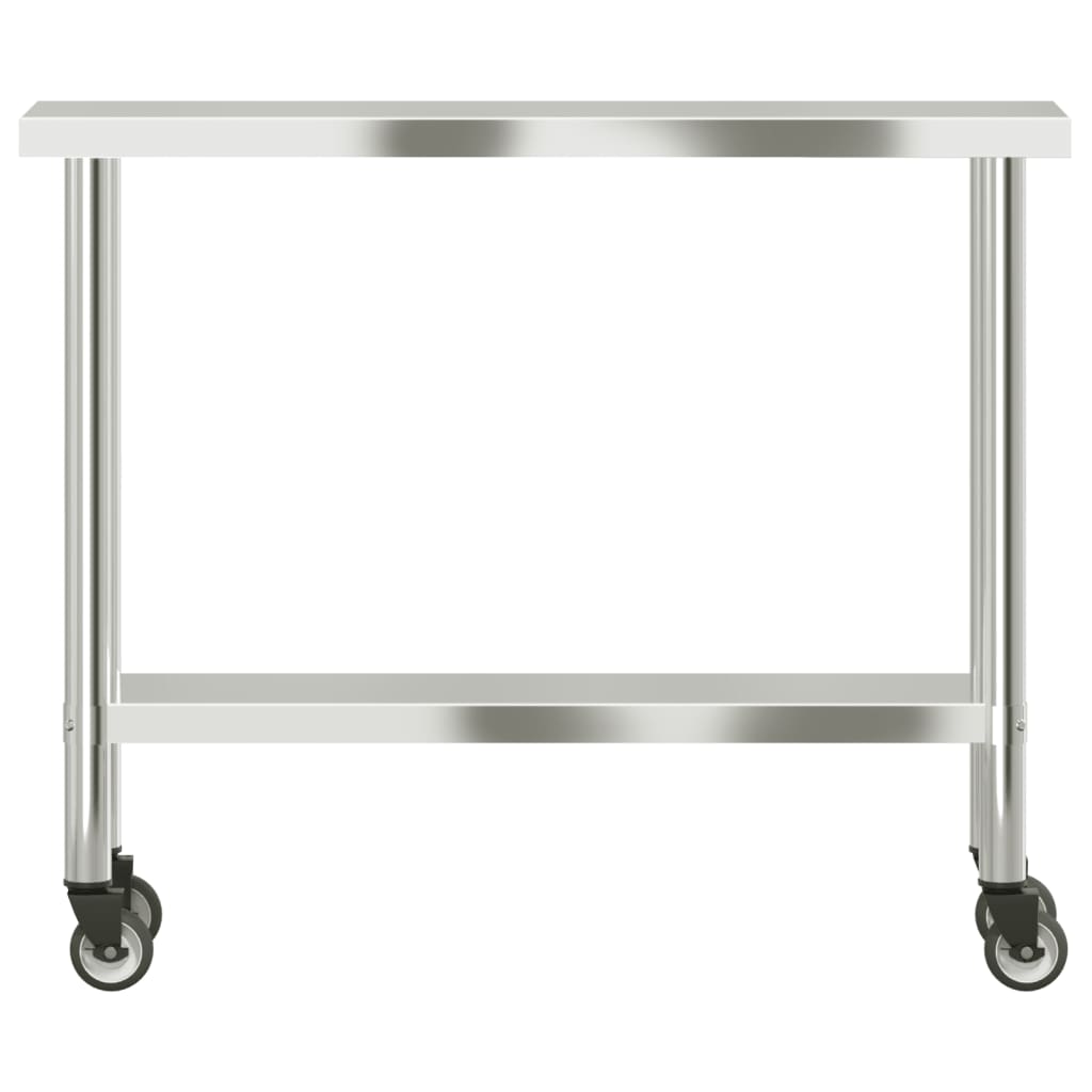vidaXL Kitchen Work Table with Wheels Storage Home Restaurant Stainless Steel