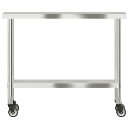 vidaXL Kitchen Work Table with Wheels Storage Home Restaurant Stainless Steel