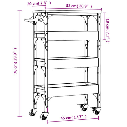 vidaXL Kitchen Trolley Storage Serving Rolling Cart on Wheels Engineered Wood