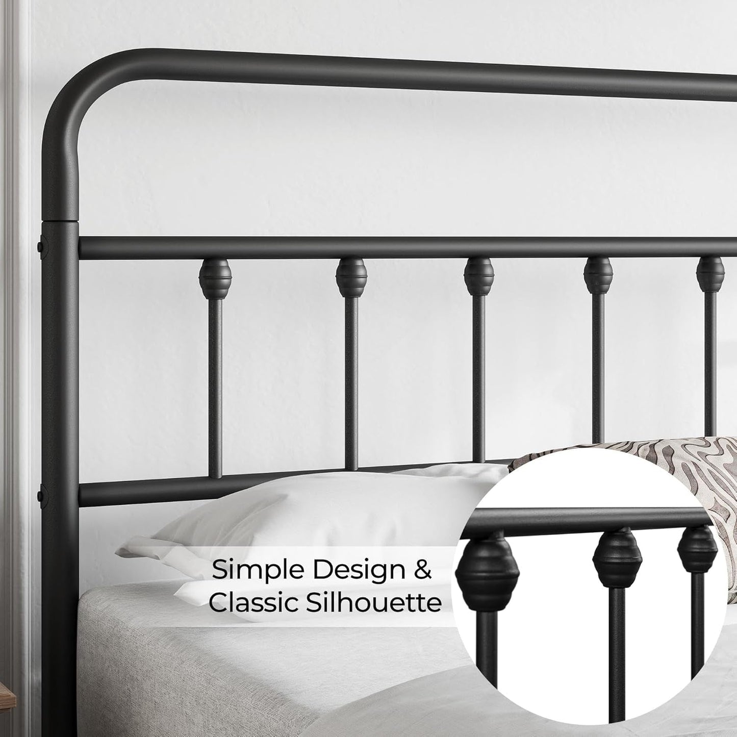 Queen Size Classic Metal Platform Bed With Durable Storage