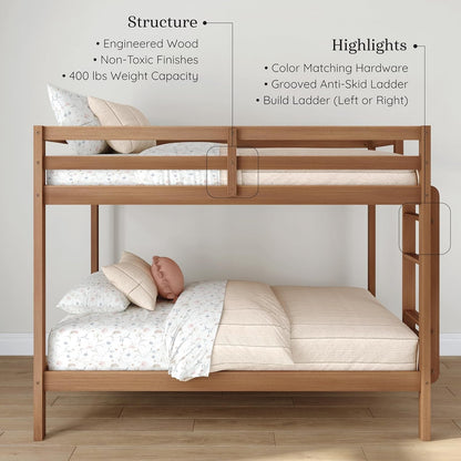 EngineeredWood TwinOverTwin Bunk With Ladder Oak Finish