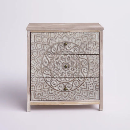 Boho Accent Chest With Medallion Storage Space Decor