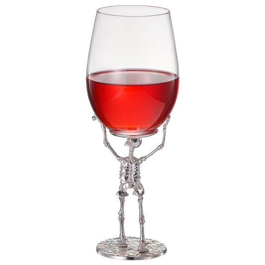 Stemmed Skeleton Wine Glass | SINGLE | 19oz Halloween Skeleton Glasses 10" H, Goth Gifts, Skeleton Gifts, Skeleton Decor, Spooky Wine Gift Set, Perfect for Halloween Themed Parties