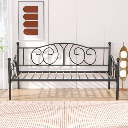Twin size Victorian Black Metal Daybed Frame - 350 lbs. Weight Capacity
