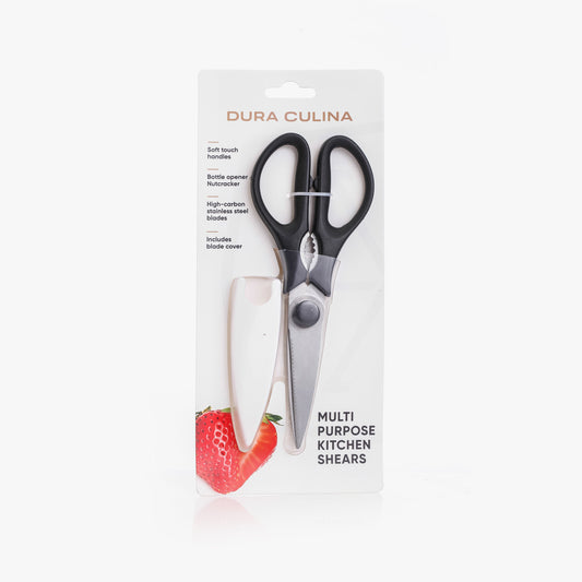 Multi-Function Stainless Steel Kitchen Shears with Soft Grip Handles & Sheath