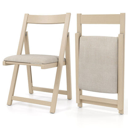 Folding Upholstered Dining Chair Set of 4 with Curved Backrest-Walnut