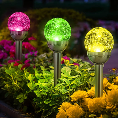 Solar Crackle Ball Short Stake Lights Set