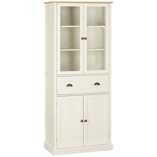 Kitchen Cupboard 5-tier Storage Cabinet with Adjustable Shelves Cream