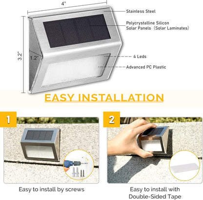 Stainless Steel Solar Step Lights Set