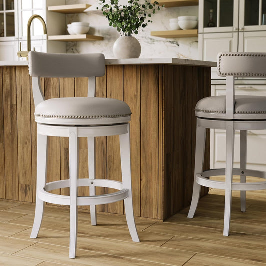 Stylish 31 Inch Bar Stool with Swivel Gray Seat