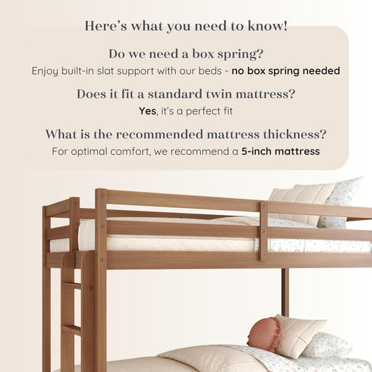 EngineeredWood TwinOverTwin Bunk With Ladder Oak Finish