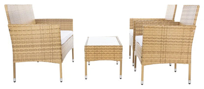 Elegant Rattan Outdoor Glass Top Patio Set Cushions