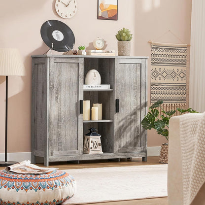 Storage Cabinet with 2 Doors and 4 Adjustable Shelves, Buffet Cabinet with Storage, Floor Cabinet for Living Room, Entryway, Kitchen, Grey